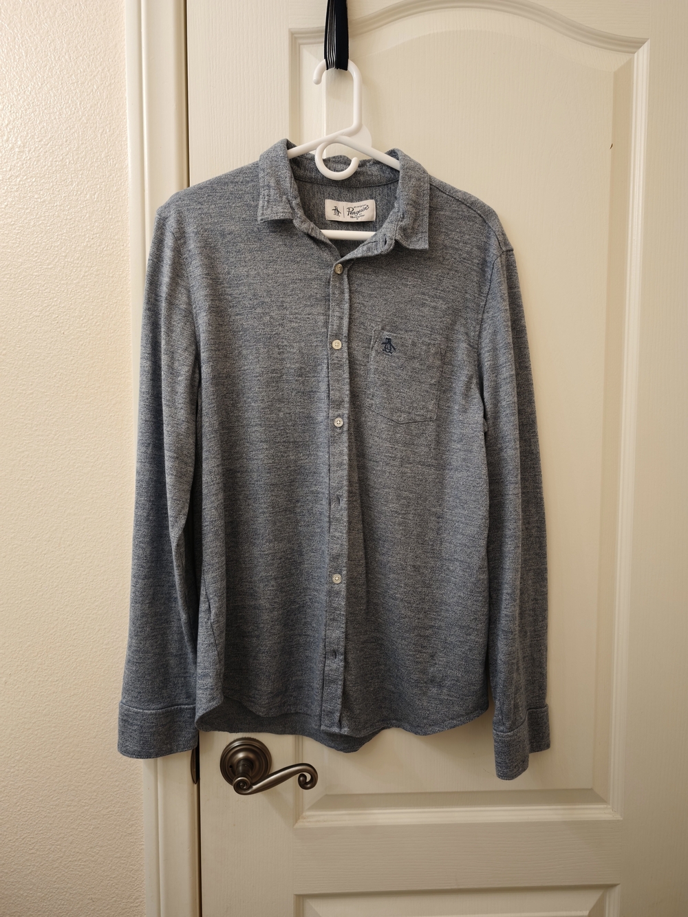 Original Penguin Heather Blue Long-Sleeve Button-Down Shirt